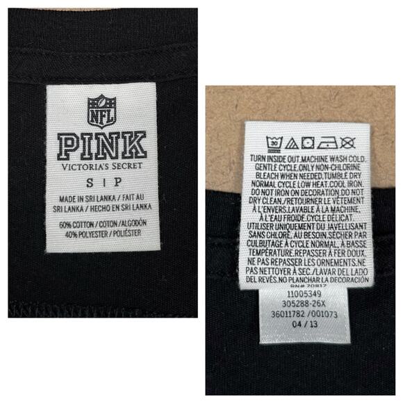 Victoria’s Secret PINK NFL Pittsburgh Steelers Sequin Tee Black T Shirt Small VS - Picture 9 of 16